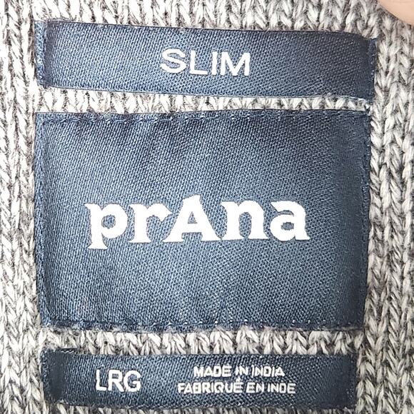 Prana North Loop Hooded Sweater Men’s SZ LG Knitted Gray Organic Cotton Slim - Picture 4 of 16